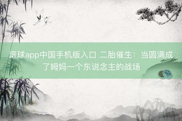 滚球app中国手机版入口 二胎催生：当圆满成了姆妈一个东说念主的战场