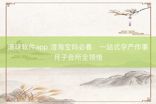 滚球软件app 澄海宝妈必看：一站式孕产作事月子会所全领悟
