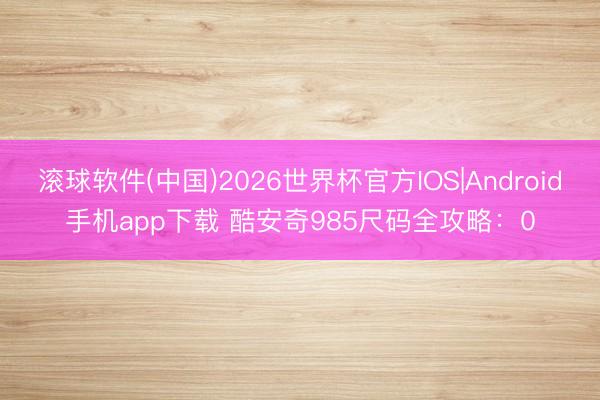 滚球软件(中国)2026世界杯官方IOS|Android手机app下载 酷安奇985尺码全攻略：0