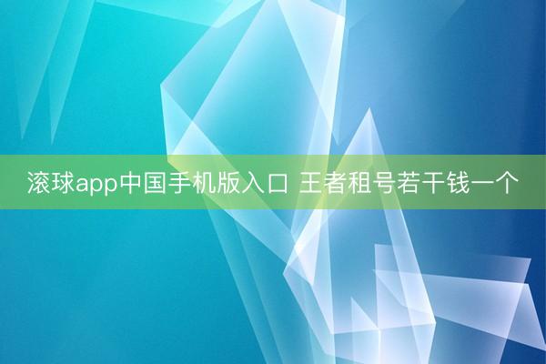 滚球app中国手机版入口 王者租号若干钱一个