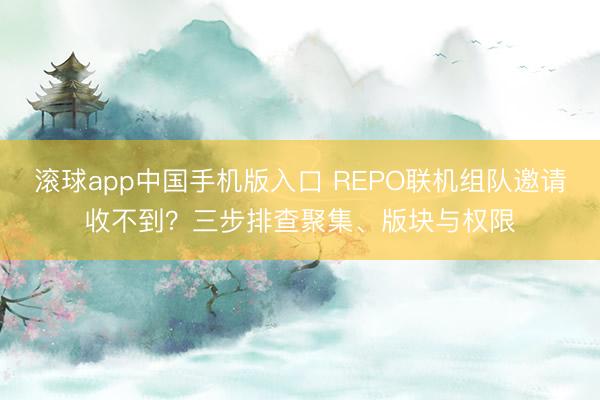 滚球app中国手机版入口 REPO联机组队邀请收不到？三步排查聚集、版块与权限
