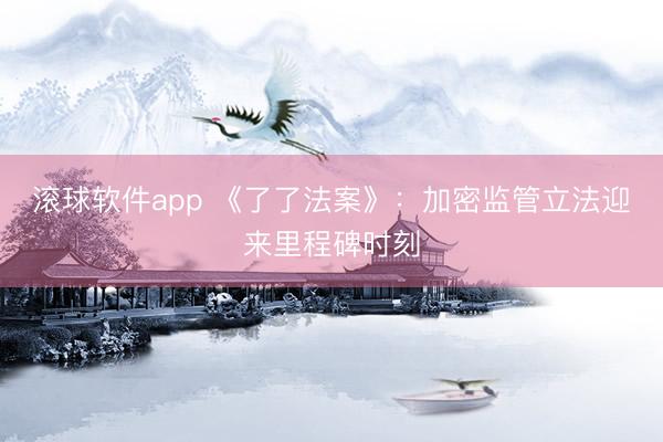 滚球软件app 《了了法案》：加密监管立法迎来里程碑时刻