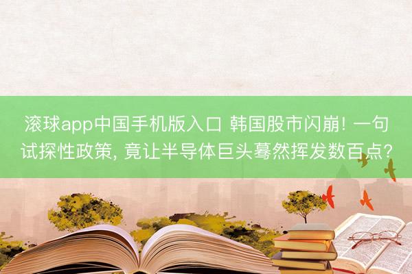 滚球app中国手机版入口 韩国股市闪崩! 一句试探性政策， 竟让半导体巨头蓦然挥发数百点?