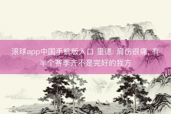 滚球app中国手机版入口 里德: 肩伤很痛， 有半个赛季齐不是完好的我方