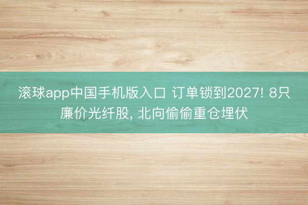 滚球app中国手机版入口 订单锁到2027! 8只廉价光纤股， 北向偷偷重仓埋伏