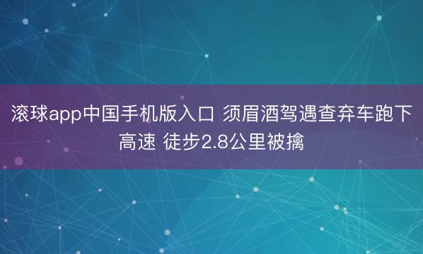 滚球app中国手机版入口 须眉酒驾遇查弃车跑下高速 徒步2.8公里被擒