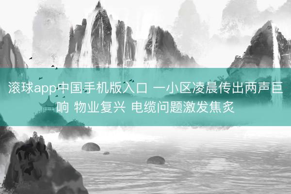 滚球app中国手机版入口 一小区凌晨传出两声巨响 物业复兴 电缆问题激发焦炙