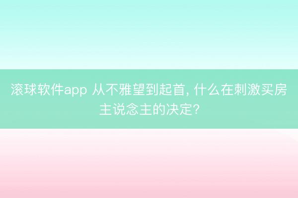 滚球软件app 从不雅望到起首， 什么在刺激买房主说念主的决定?