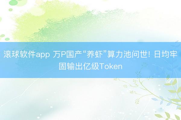 滚球软件app 万P国产“养虾”算力池问世! 日均牢固输出亿级Token