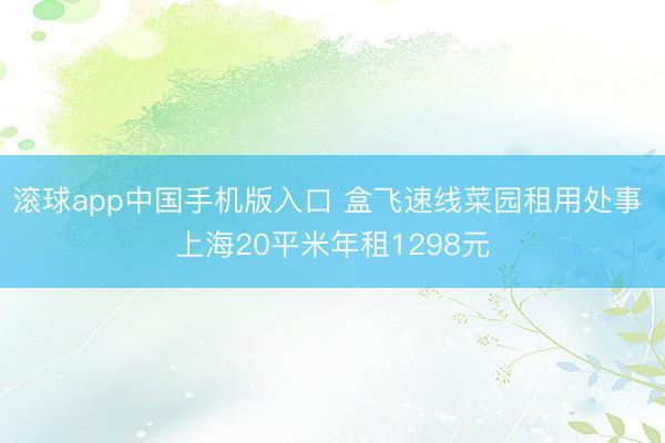 滚球app中国手机版入口 盒飞速线菜园租用处事 上海20平米年租1298元