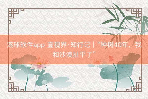 滚球软件app 壹视界·知行记｜“种树40年，我和沙漠扯平了”