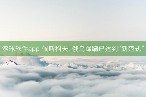 滚球软件app 佩斯科夫: 俄乌蹂躏已达到“新范式”