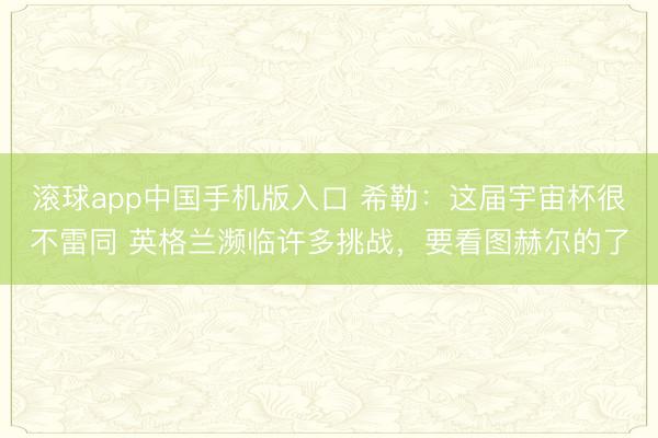 滚球app中国手机版入口 希勒：这届宇宙杯很不雷同 英格兰濒临许多挑战，要看图赫尔的了