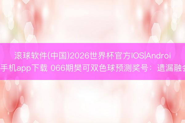 滚球软件(中国)2026世界杯官方IOS|Android手机app下载 066期樊可双色球预测奖号：遗漏融会