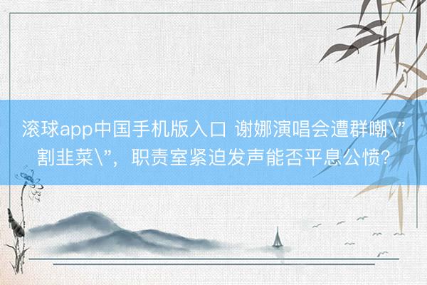滚球app中国手机版入口 谢娜演唱会遭群嘲