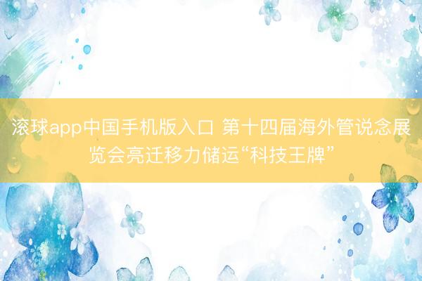 滚球app中国手机版入口 第十四届海外管说念展览会亮迁移力储运“科技王牌”